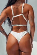 APHRODITE BODYSUIT - WHITE Iridescent RHINESTONE DRIP - LIMITED ED.