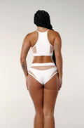 Goddess High Waisted Bottoms - White with Sand Mesh