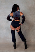 119 Corset Top + Removable Sleeves - Black with Print