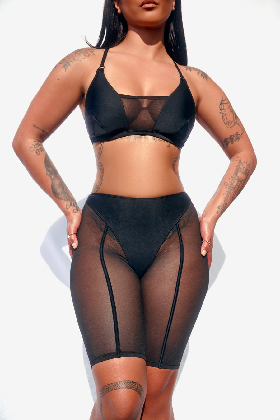 Silhouette Biker Shorts Black with Black Mesh