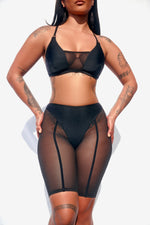 Silhouette Plunge Bralette Black with Black Mesh