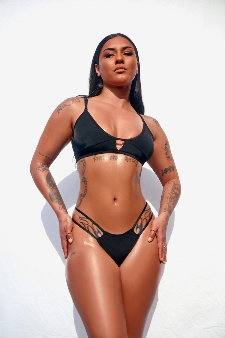 119 Hi-Rise Thong Bottoms - Black