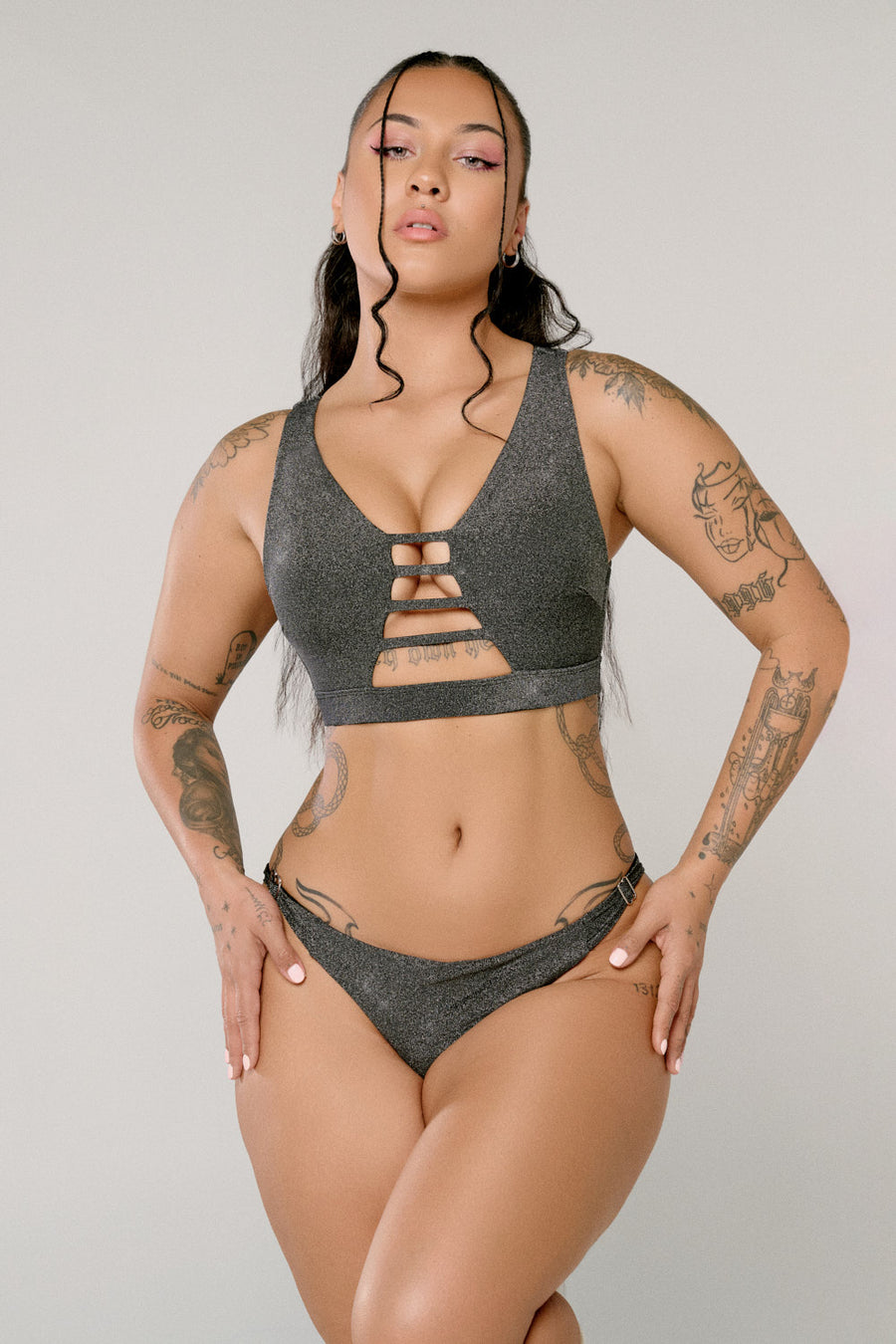 Vallonia Top - Black with Silver Sparkle