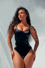 Goddess Bodysuit - Black Satin