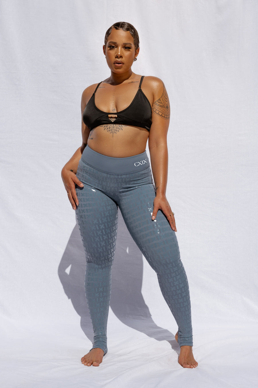 Gecko Grip™ Leggings: Steel Blue