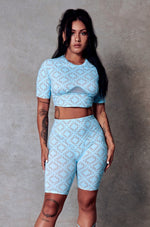 119 Biker Shorts - Blue with Print