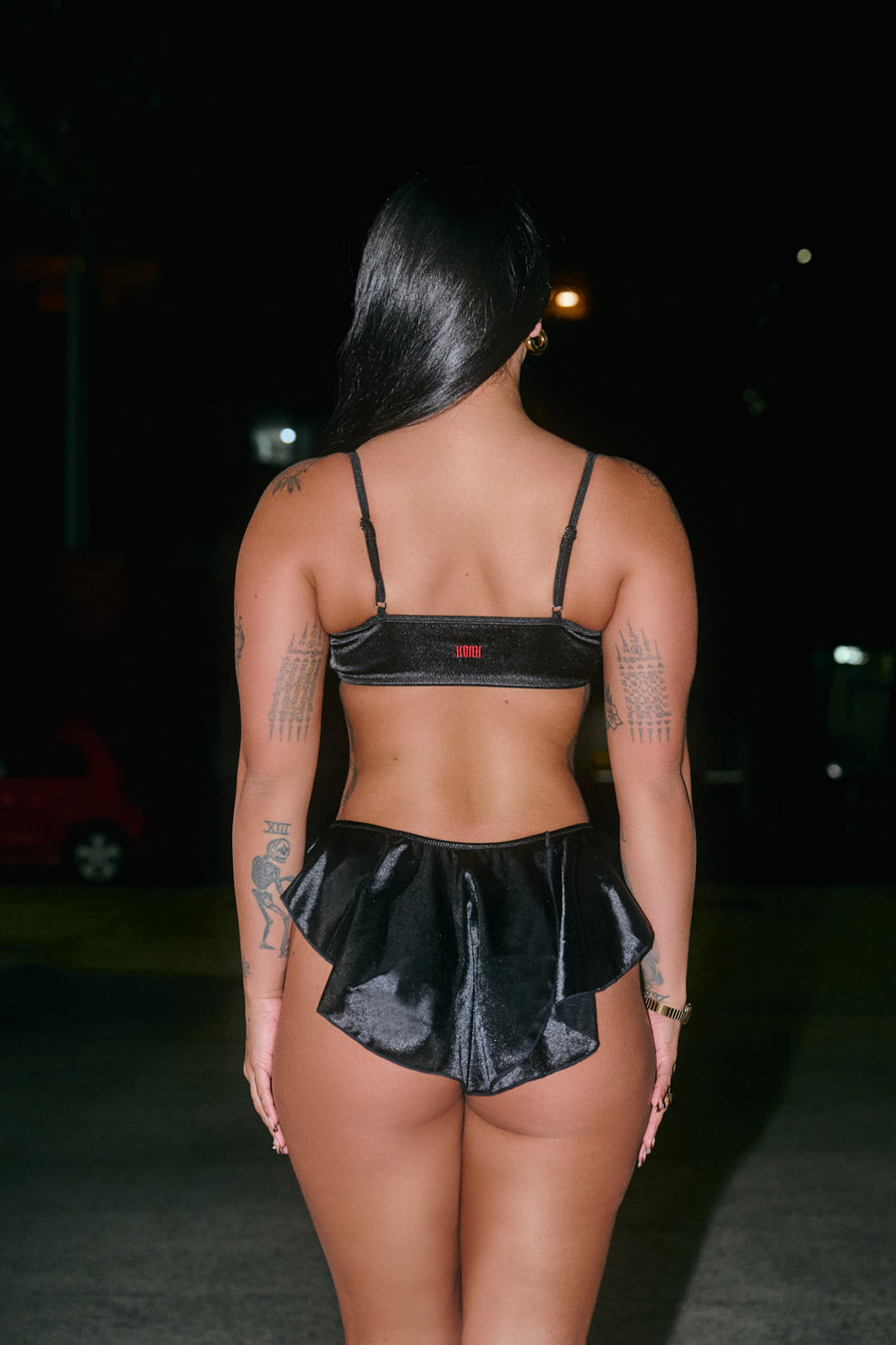 Pillowtalk: Ballerina Skirt Bottoms - Black Satin