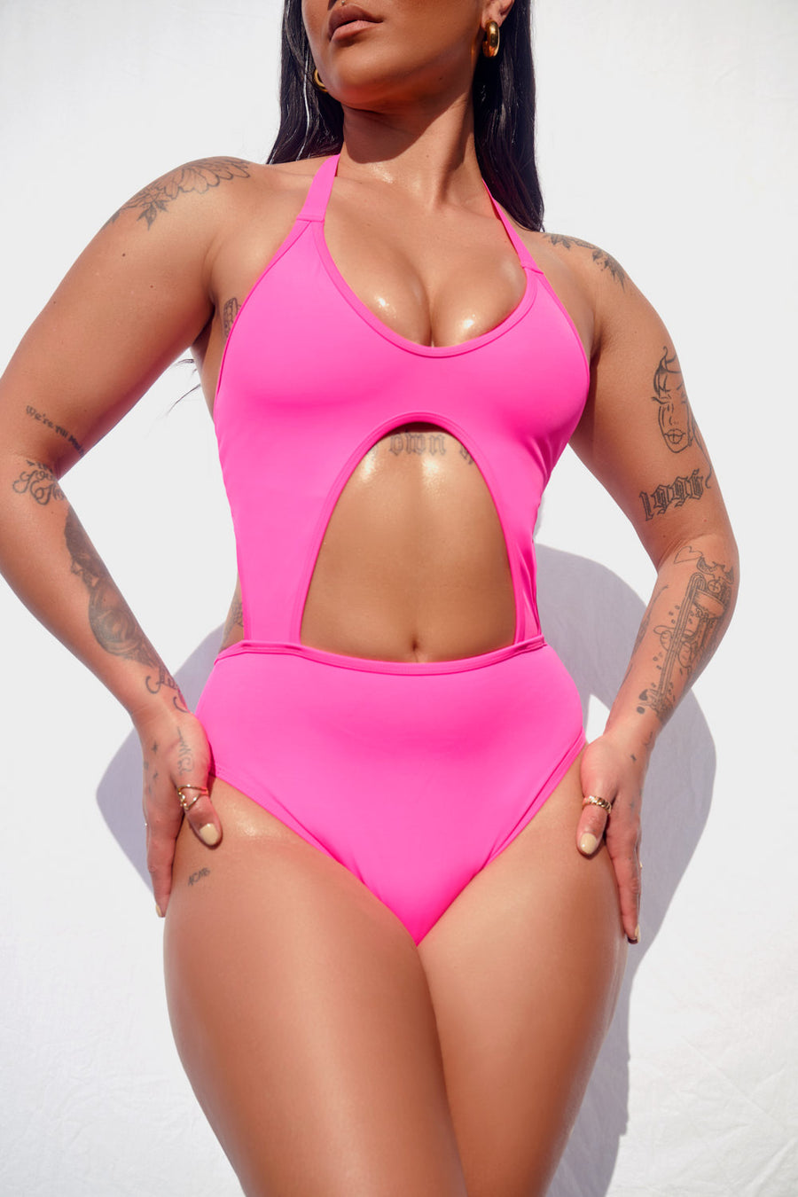 pink bodysuit cut out festival outfit