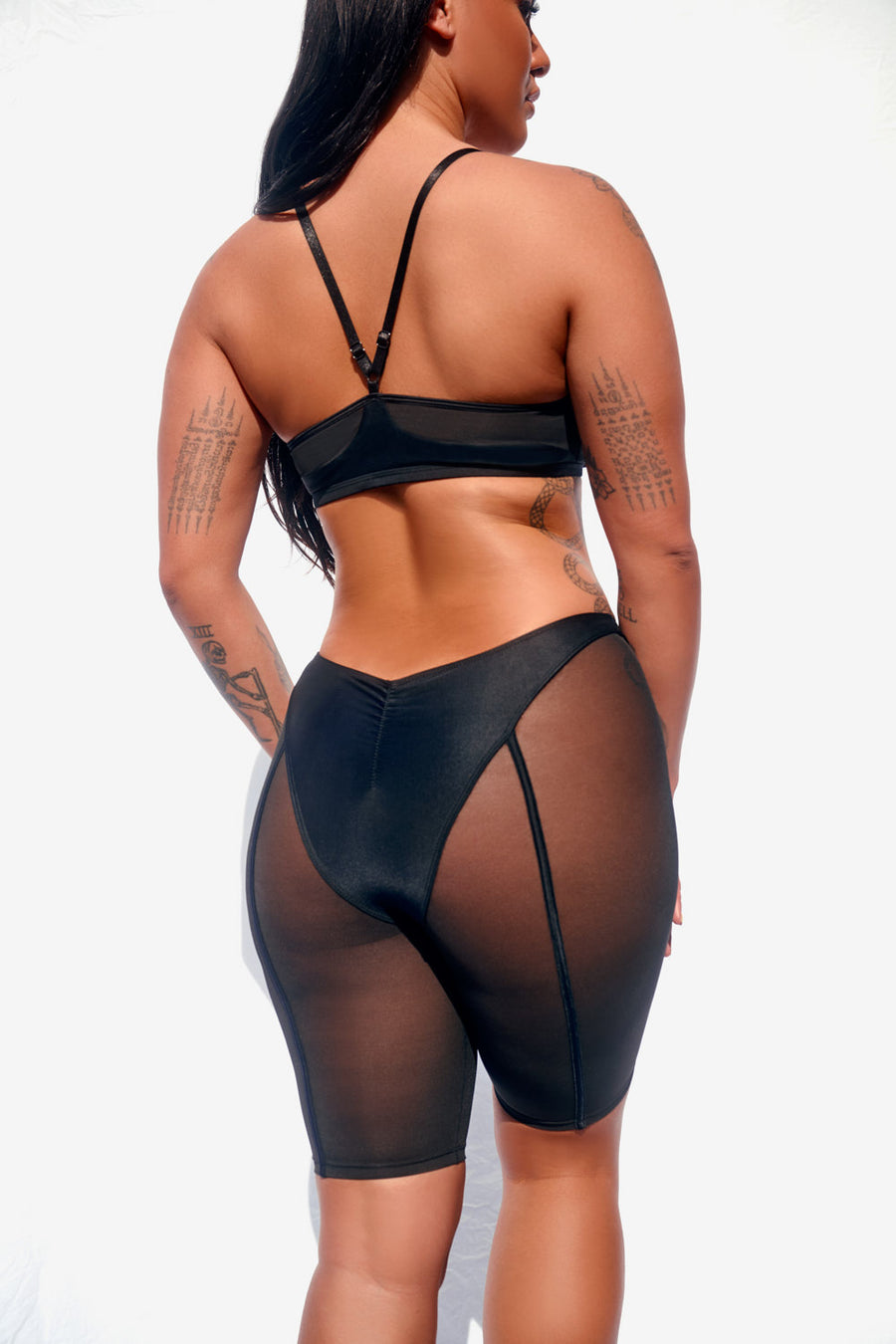 Silhouette Biker Shorts Black with Black Mesh