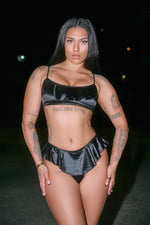 Pillowtalk: Ruffle Scoop Top - Black Satin