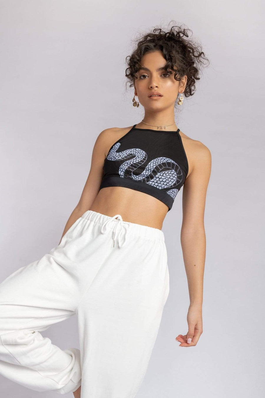 Medusa Top - Black with white