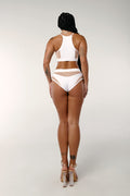 Goddess High Waisted Bottoms - White with Sand Mesh