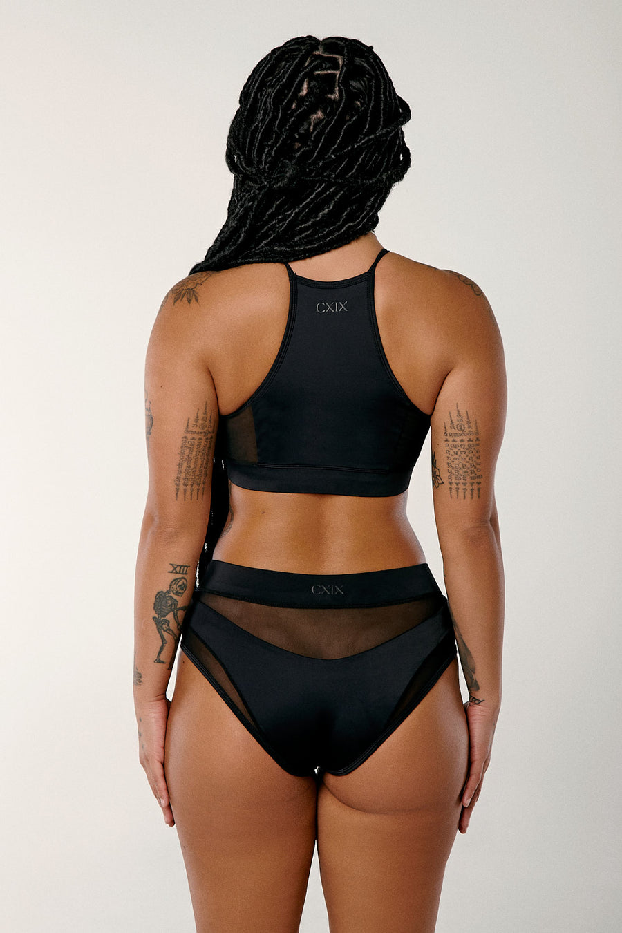 I S I S Goddess Halter Top - Black with Black Mesh