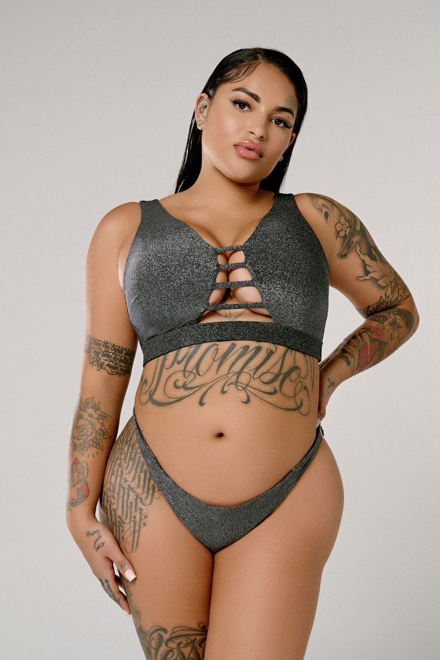 Vallonia Top - Black with Silver Sparkle