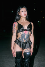 Pillowtalk: Take the Plunge Top - Black Satin