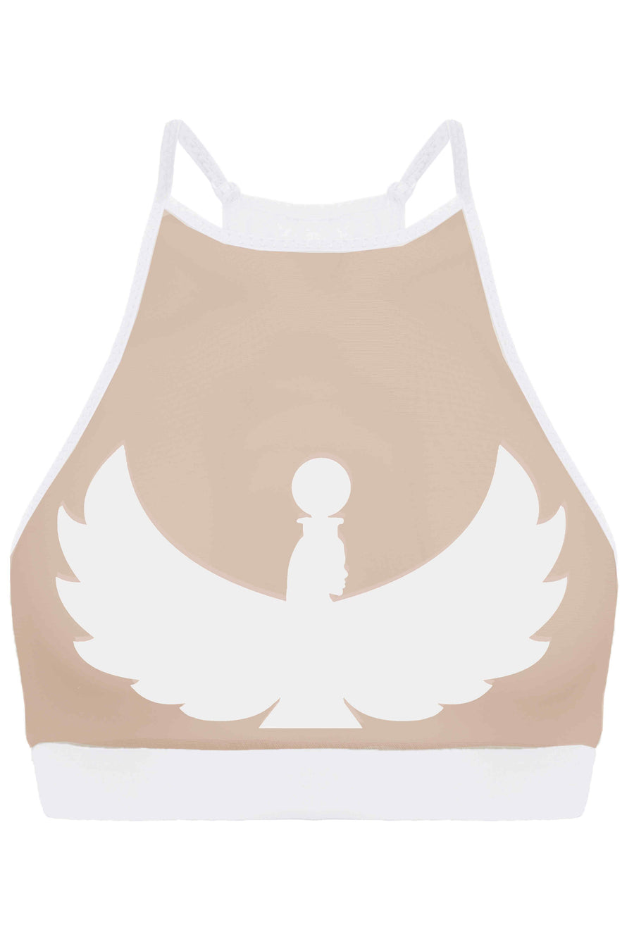 I S I S Goddess Halter Top - White with Sand Mesh