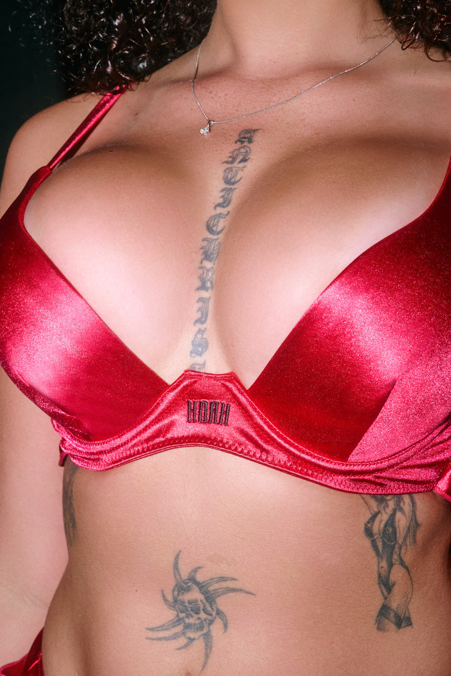 Pillowtalk: Take the Plunge Top - Red Satin