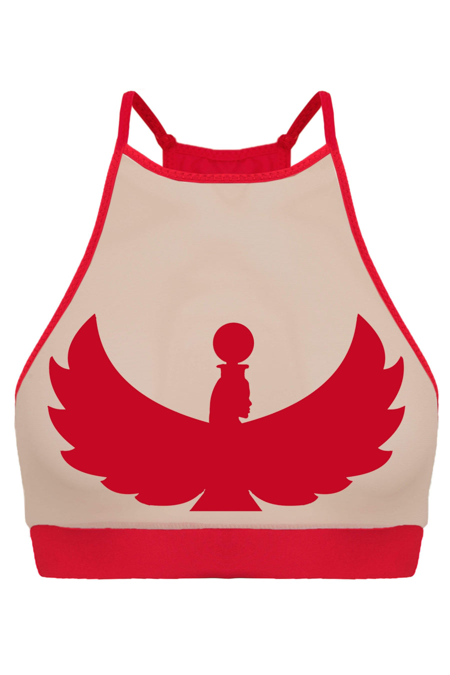 I S I S Goddess Halter Top - Red with Sand Mesh