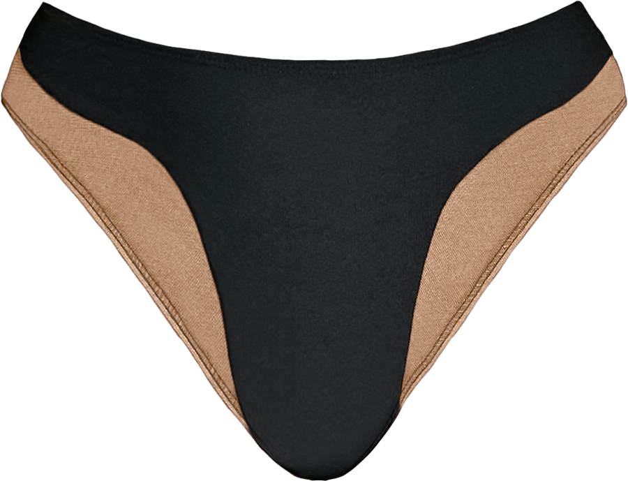 Silhouette High Waist Bottoms Black with Cream Mesh