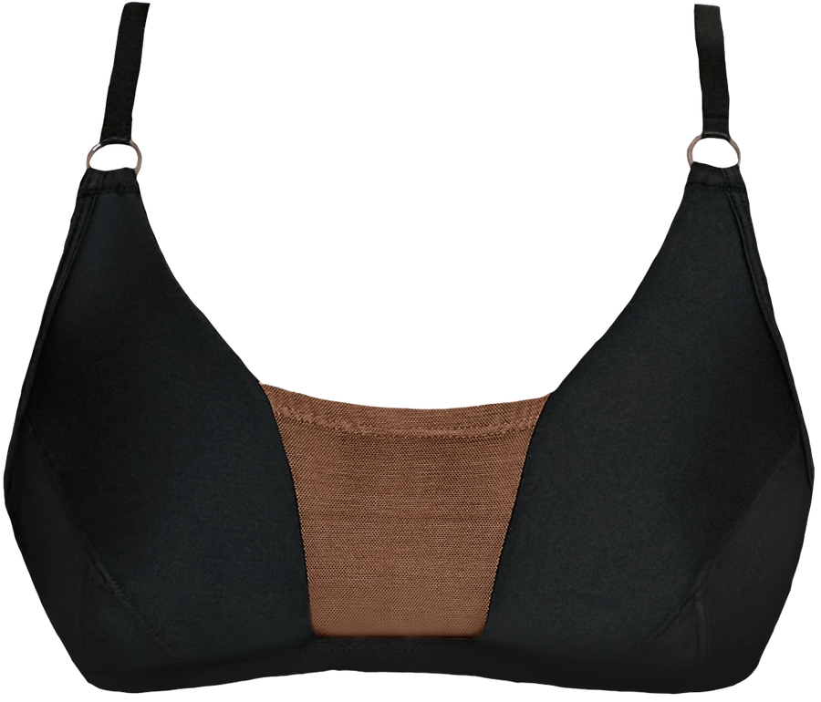 Silhouette Plunge Bralette Black with Cocoa Mesh