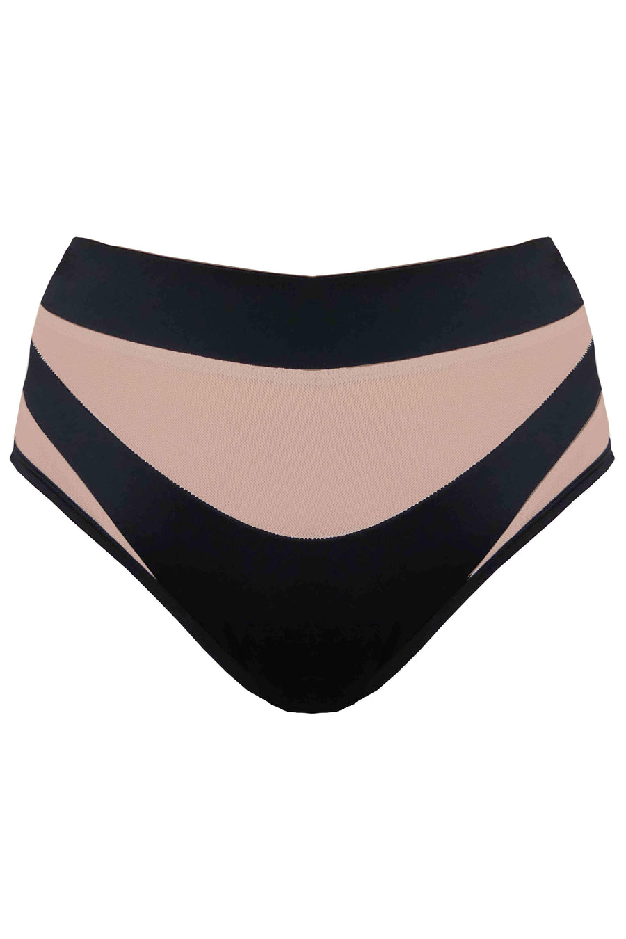 Goddess High Waisted Bottoms - Black with Sand mesh
