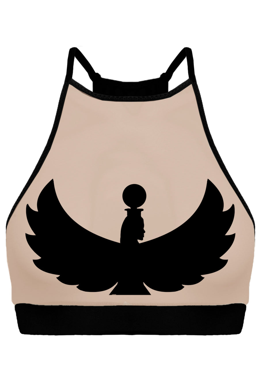 I S I S Goddess Halter Top - Black with Sand Mesh