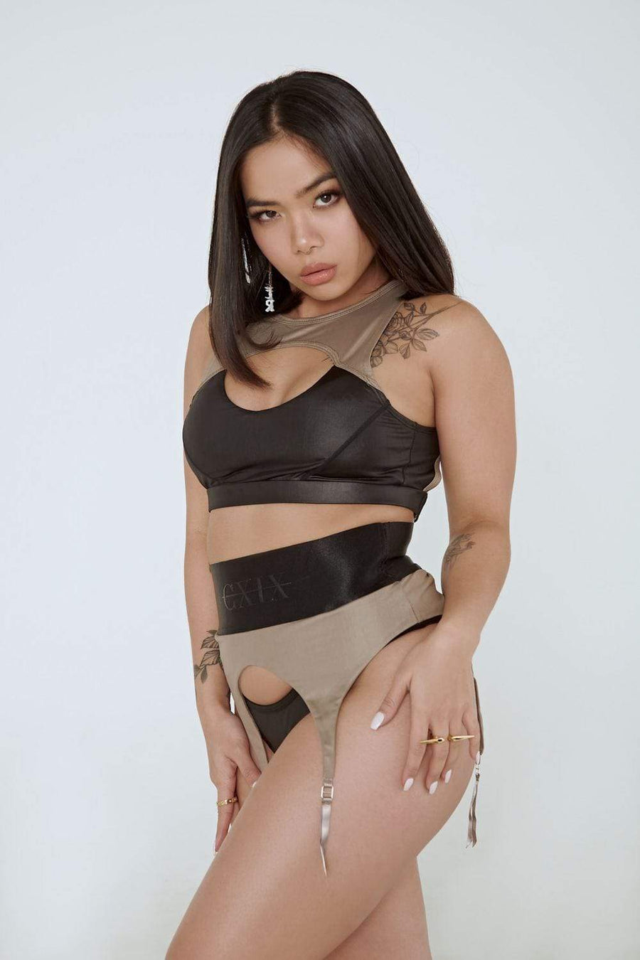 Snatched Garter Bottoms - Black/Mink