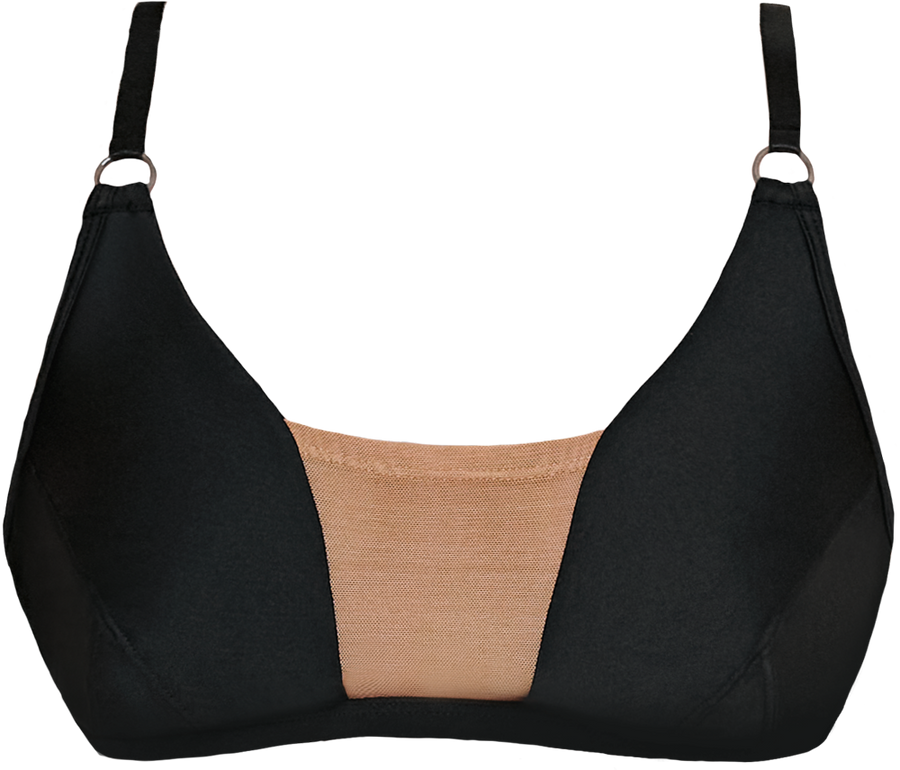 Silhouette Plunge Bralette Black with Cream Mesh