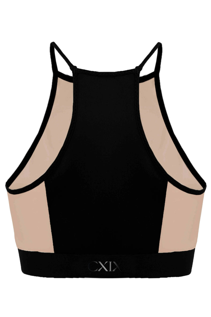 I S I S Goddess Halter Top - Black with Sand Mesh