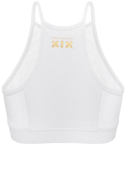 I S I S Goddess Halter Top - White with White Mesh