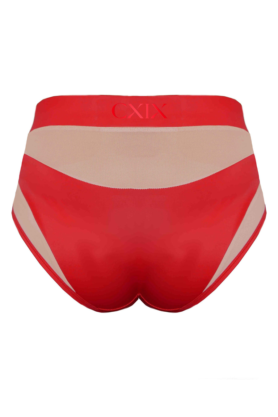 Goddess High Waisted Bottoms - Red with Sand Mesh