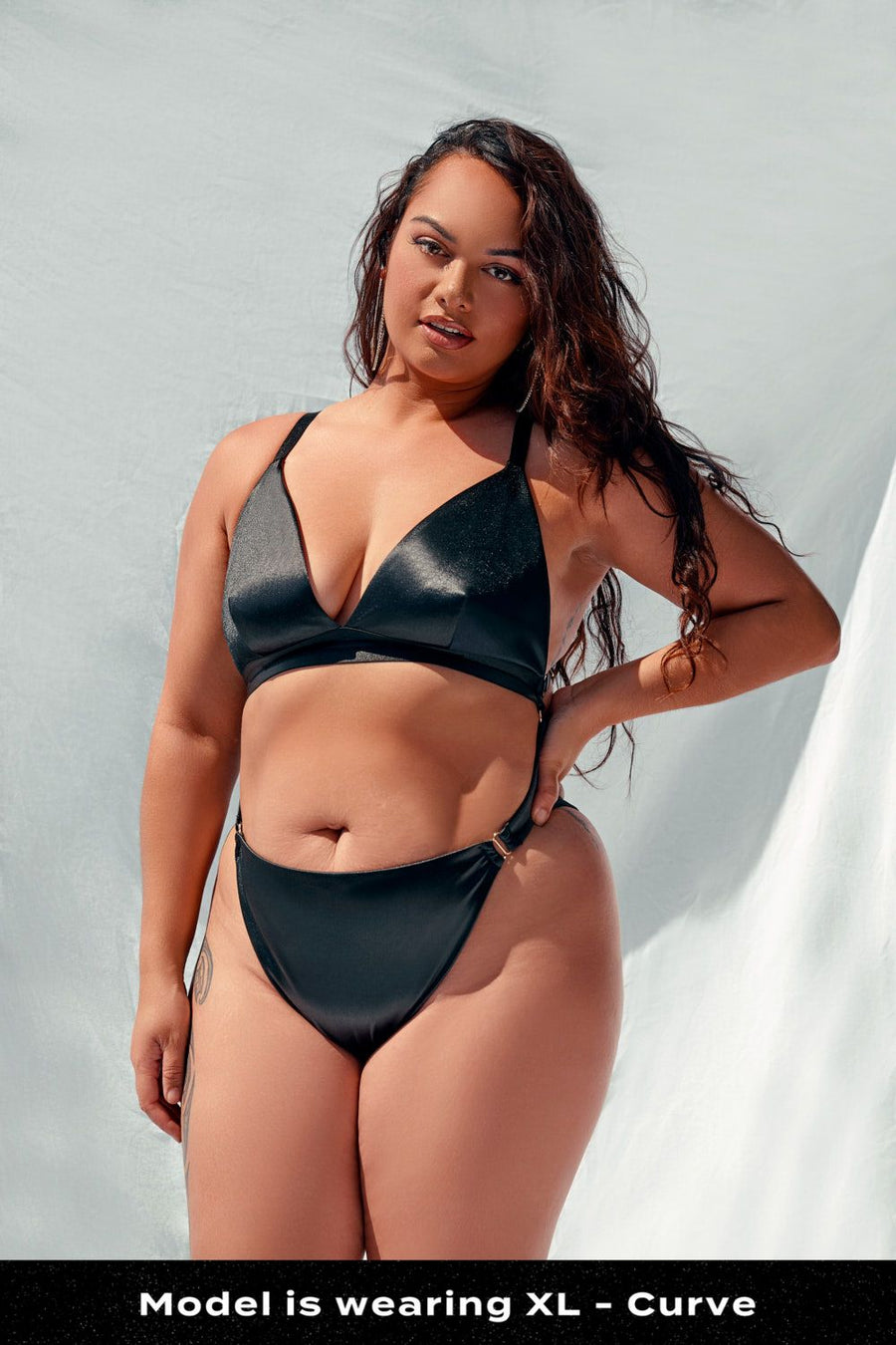 Aphrodite Bodysuit - Black Satin