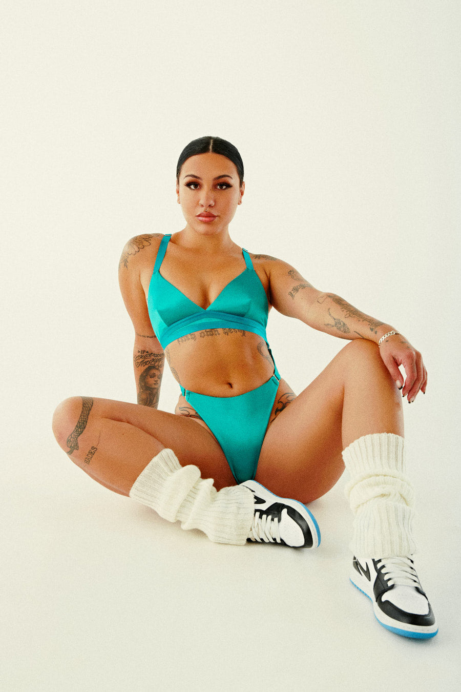 Aphrodite Bodysuit - Turquoise Satin