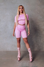 119 Biker Shorts - Pink with Print