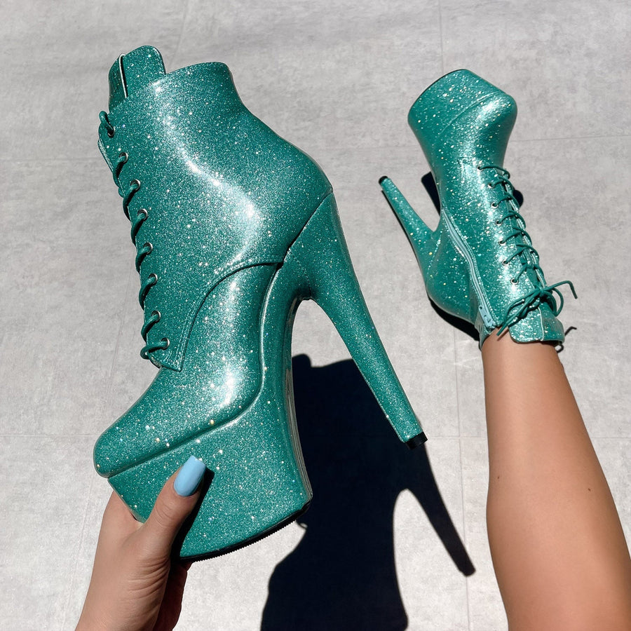 The Glitterati Ankle Boot - Baby Blue - 7 INCH