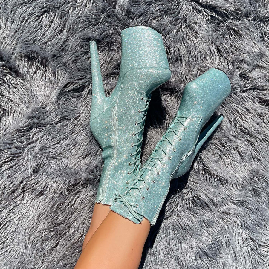 The Glitterati Boot - Ice Ice Baby - 8 INCH