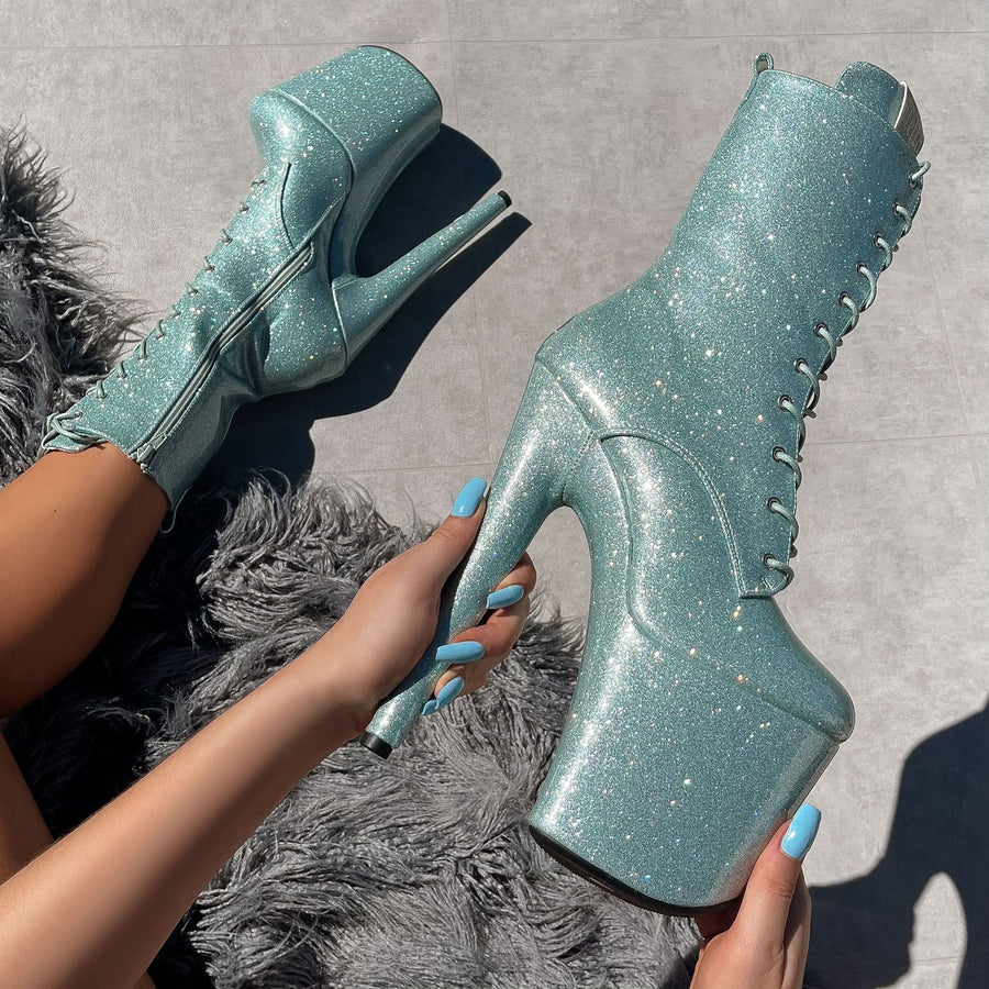 The Glitterati Boot - Ice Ice Baby - 8 INCH