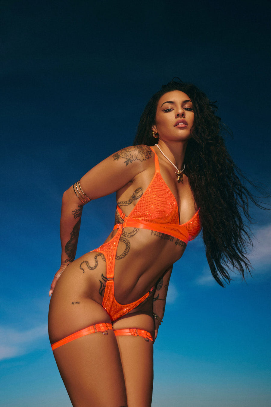 Flamin' Cheeto - Aphrodite Bodysuit Rhinestone Drip -  Limited Edition