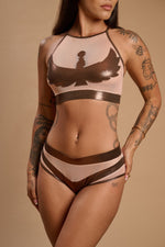 I S I S Goddess Halter Top - Bronze with Sand Mesh