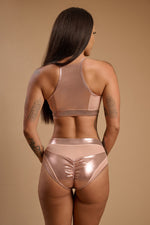 Goddess High Waisted Bottoms - Rose Gold with Sand Mesh
