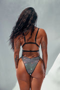 APHRODITE BODYSUIT - Black Iridescent RHINESTONE DRIP