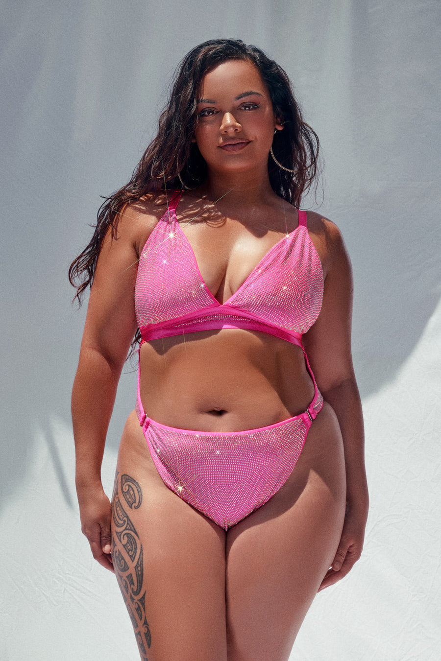 APHRODITE BODYSUIT - PINK Iridescent RHINESTONE DRIP - LIMITED ED.