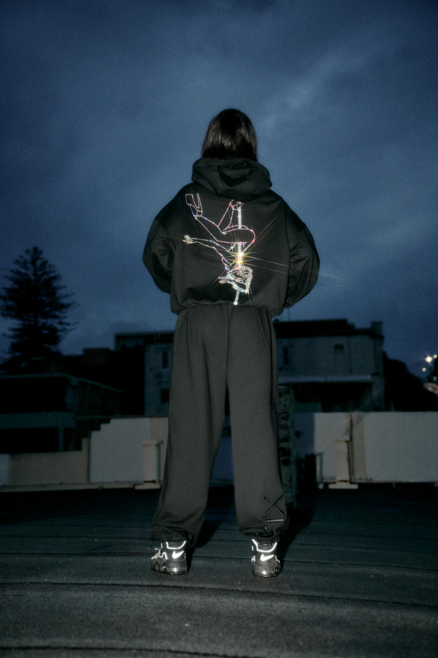 Anime Pole Dancer Hoodie - Ep 2 Black/Rainbow Rhinestone Limited Ed.