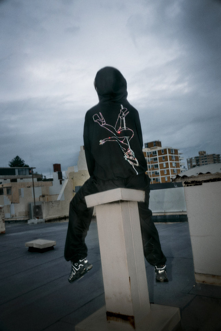 Anime Pole Dancer Hoodie - Ep 2 Black/Rainbow Rhinestone Limited Ed.