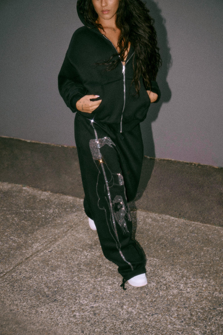 WIDE LEG Sweatpants - Pole Dancer Ep 2 - Black/Silver