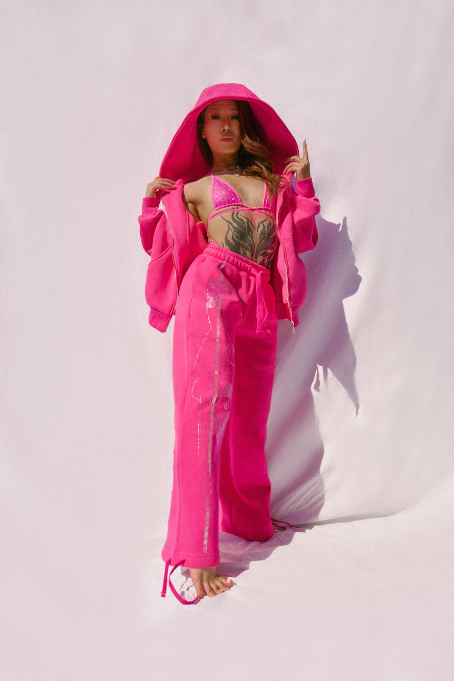 Anime Pole Dancer Zip Up Hoodie - Plastics Pink