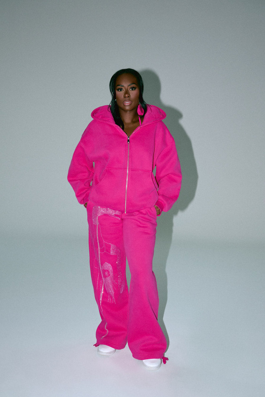 Anime Pole Dancer Wide Leg Sweatpants - Plastics Pink