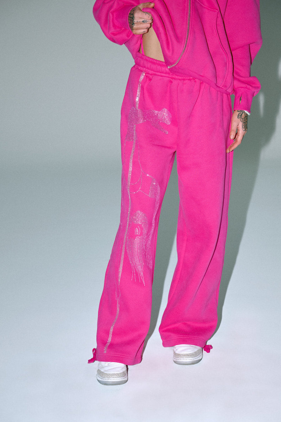 Anime Pole Dancer Wide Leg Sweatpants - Plastics Pink