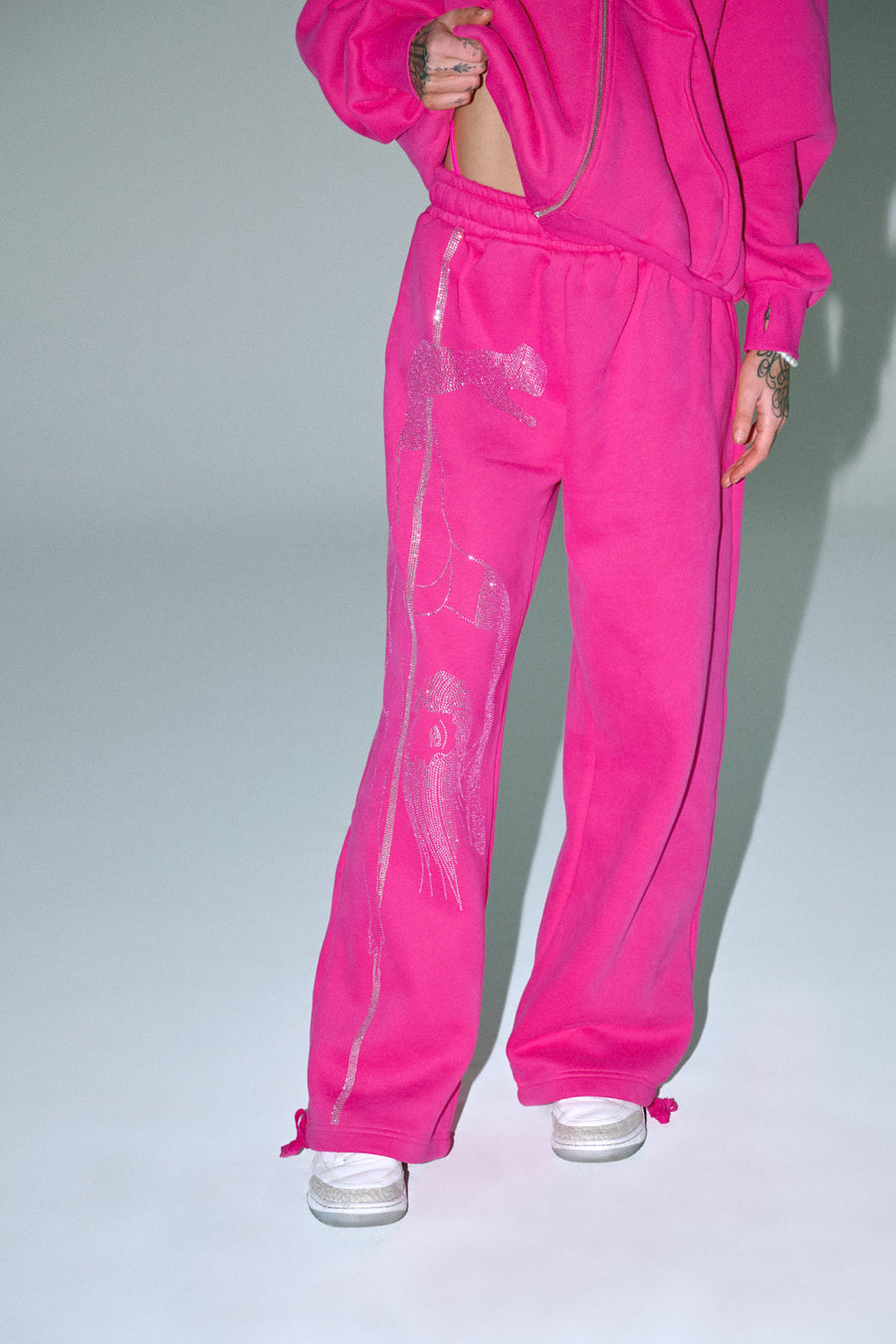 Anime Pole Dancer Wide Leg Sweatpants - Plastics Pink