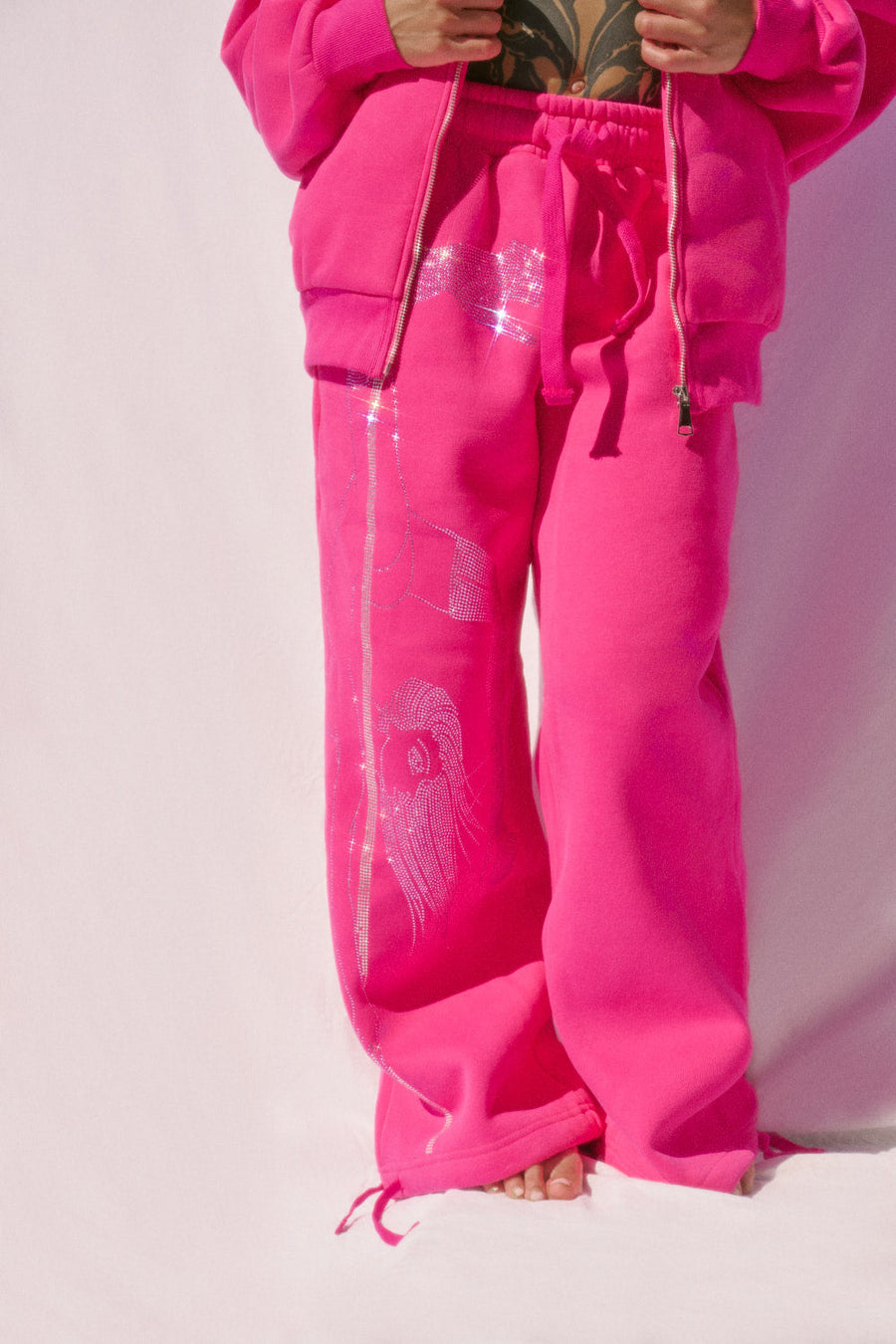 Anime Pole Dancer Wide Leg Sweatpants - Plastics Pink
